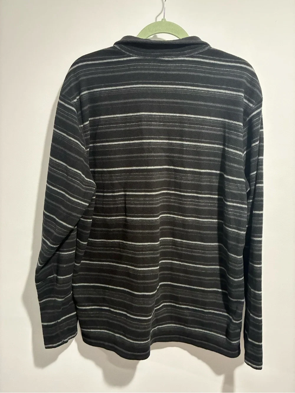 The North Face Mens XL Black Gray Striped 1/4 Zip Fleece Pullover Jacket